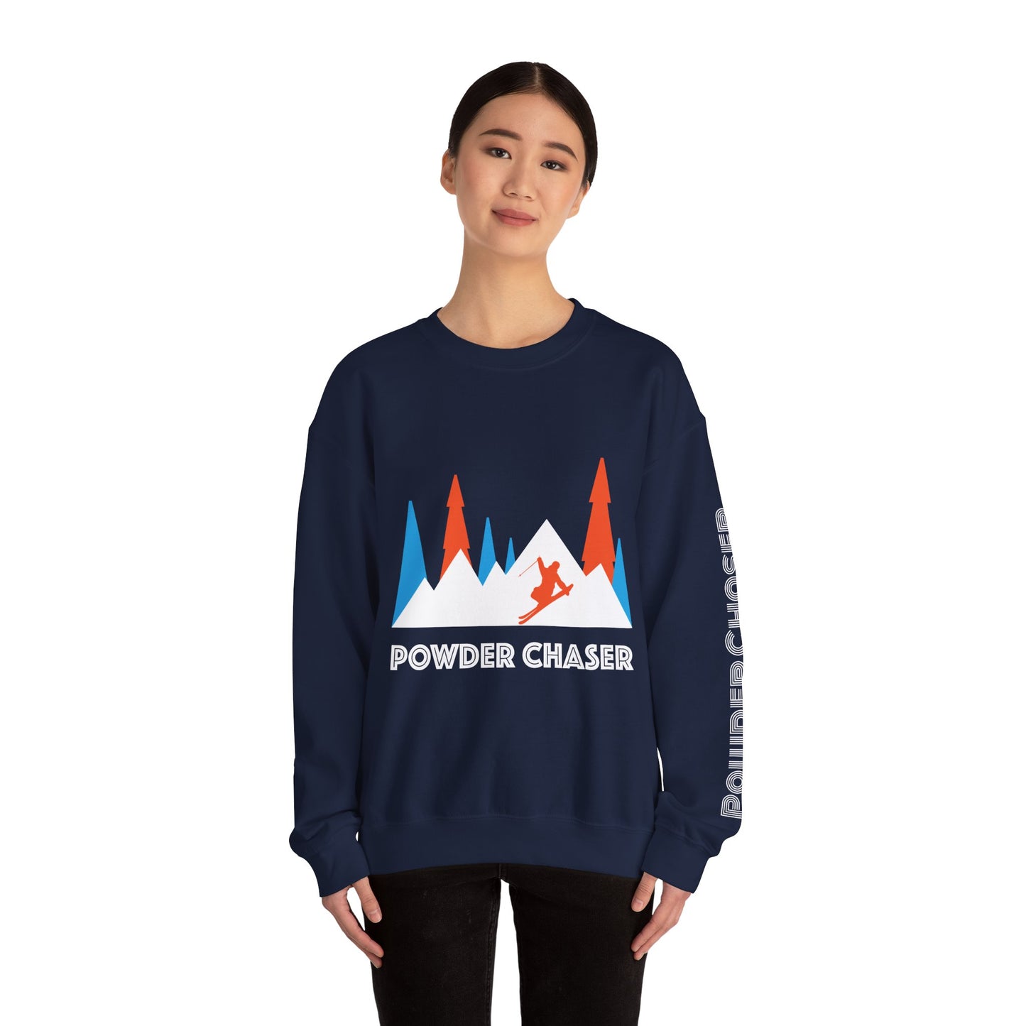 Powder Chaser Unisex Heavy Blend™ Crewneck Sweatshirt - Perfect for Skiers & Snowboarders