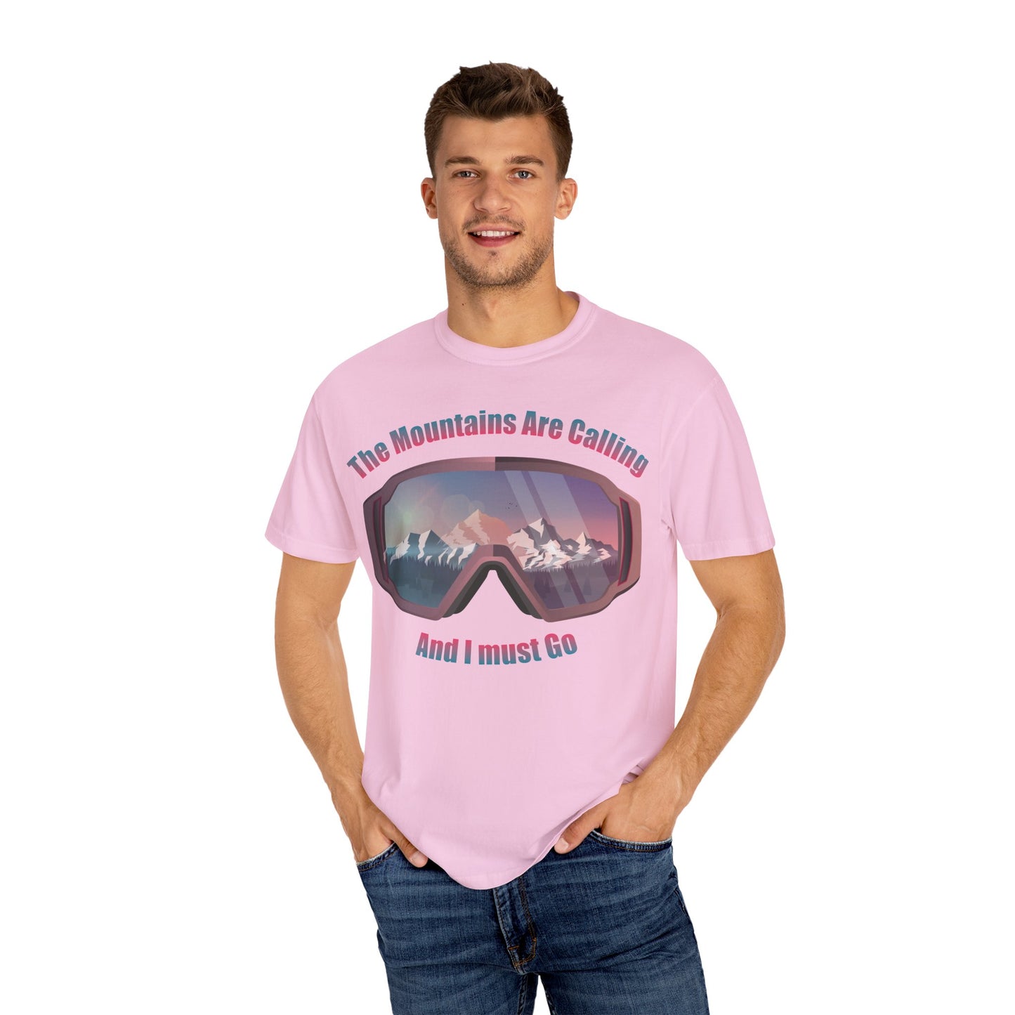 Adventure Awaits Unisex Garment-Dyed T-Shirt - 'The Mountains Are Calling And I Must Go'