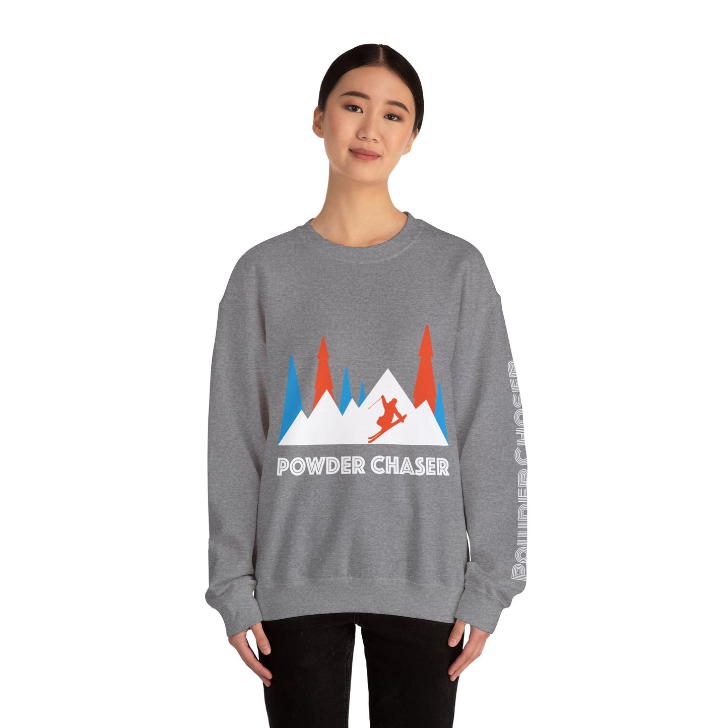 Powder Chaser Unisex Heavy Blend™ Crewneck Sweatshirt - Perfect for Skiers & Snowboarders