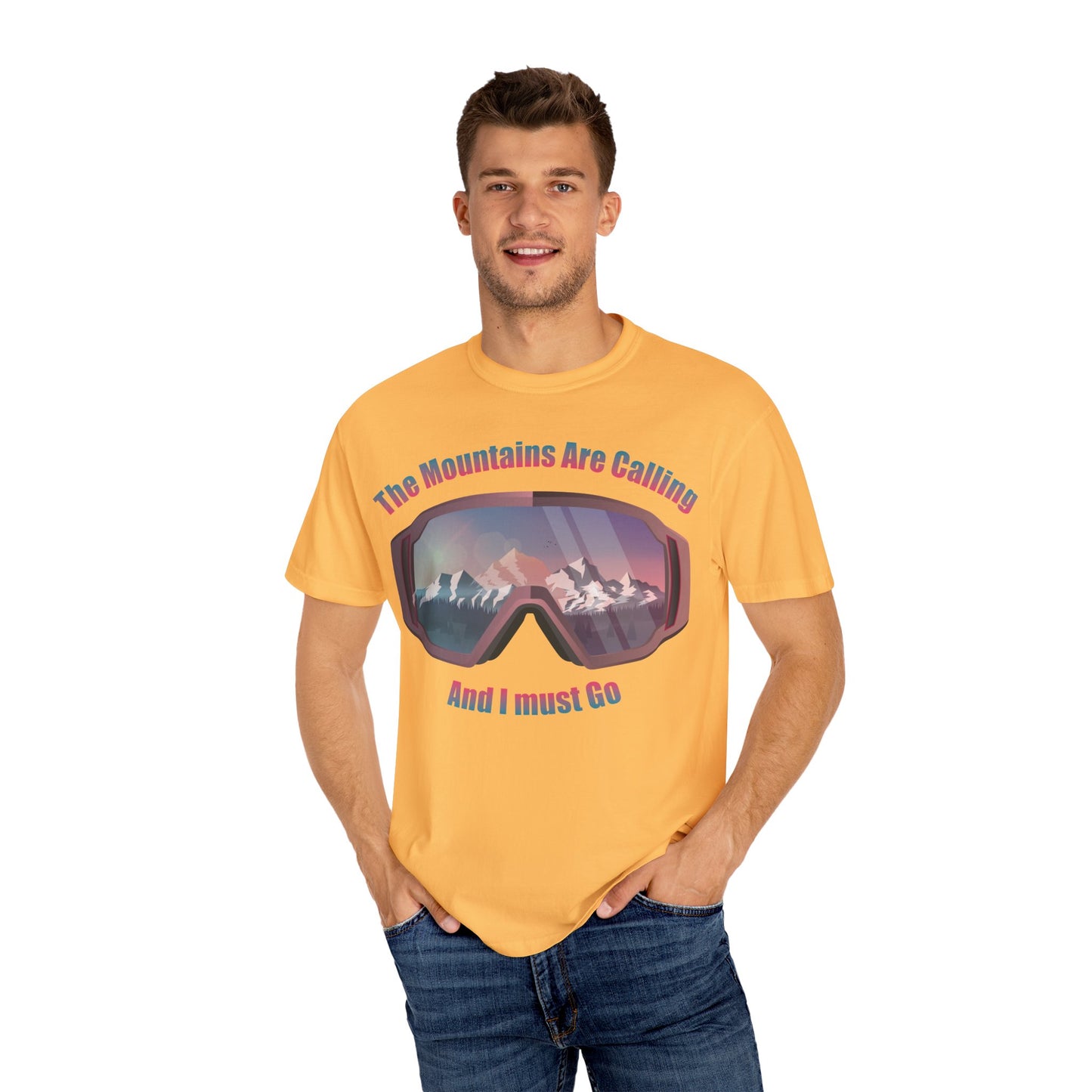 Adventure Awaits Unisex Garment-Dyed T-Shirt - 'The Mountains Are Calling And I Must Go'
