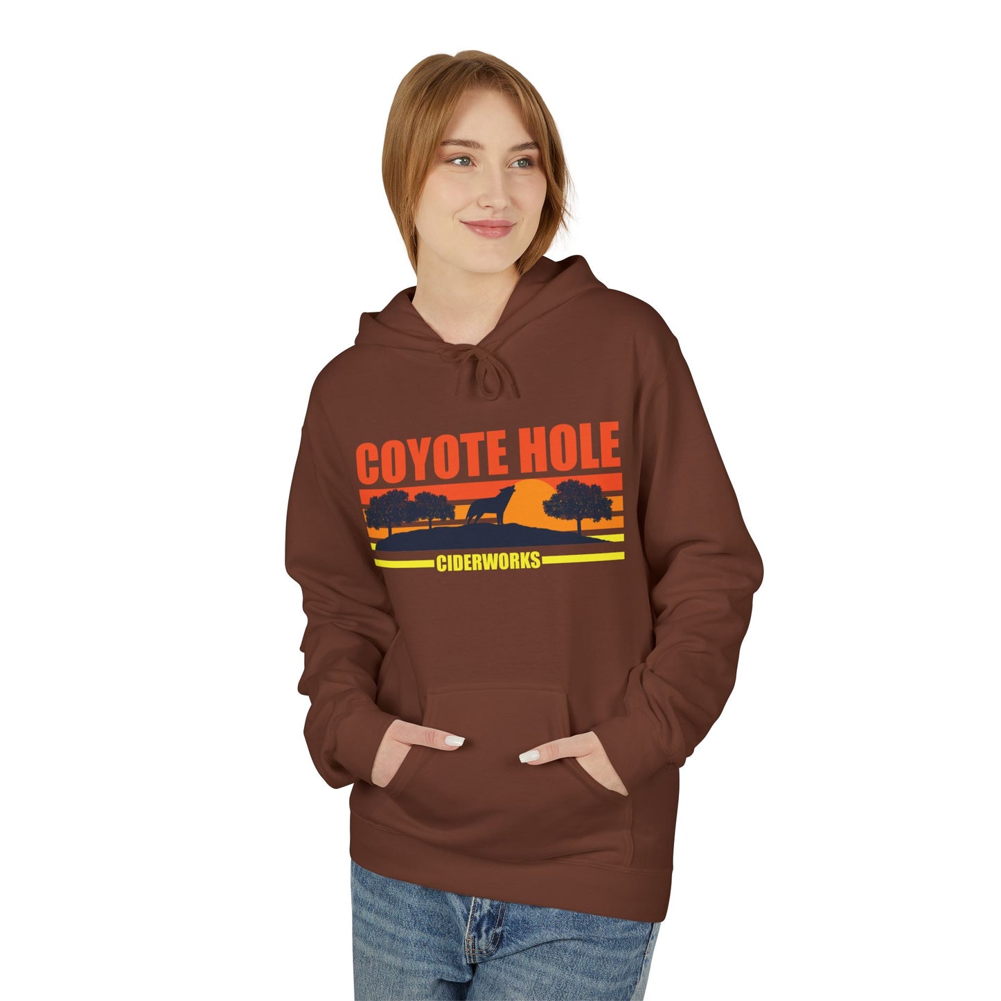 Coyote Hole Hoodie - Cozy Unisex Fleece Sweater for Fall, Gift for Nature Lovers, Outdoor Adventure Apparel, Perfect for Bonfires