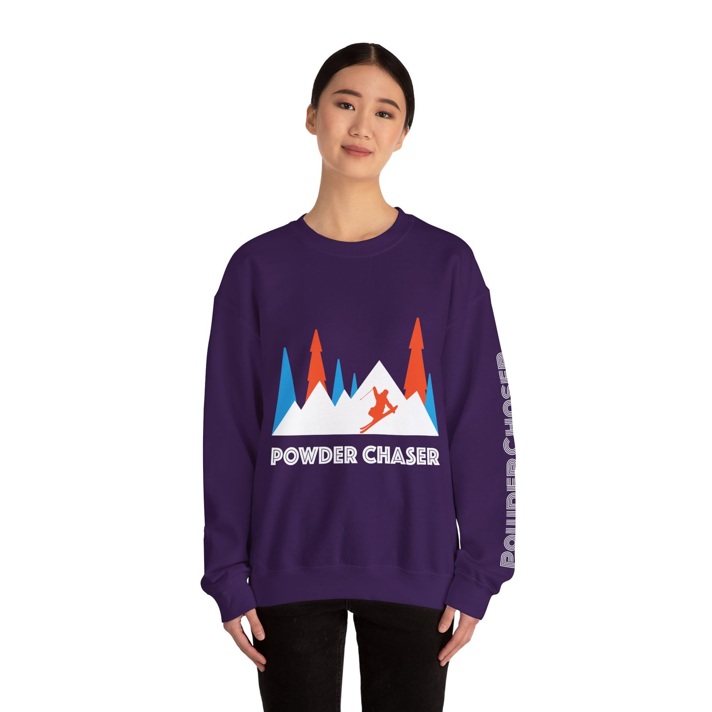 Powder Chaser Unisex Heavy Blend™ Crewneck Sweatshirt - Perfect for Skiers & Snowboarders