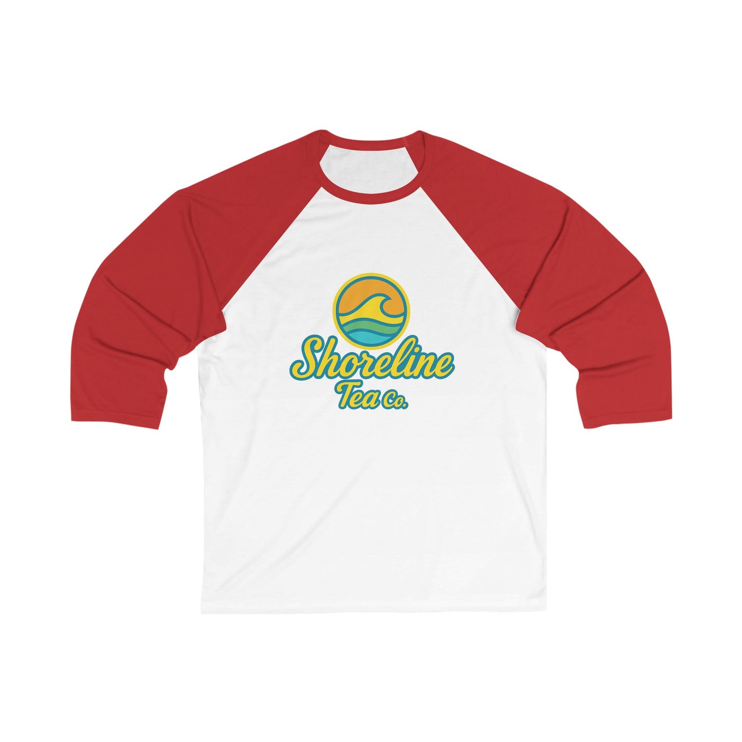Shoreline Tea Co. Baseball Tee — Retro Beach Logo 3/4 Sleeve Raglan