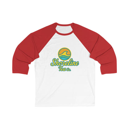 Shoreline Tea Co. Baseball Tee — Retro Beach Logo 3/4 Sleeve Raglan