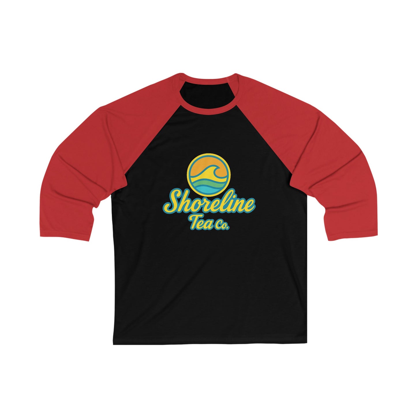 Shoreline Tea Co. Baseball Tee — Retro Beach Logo 3/4 Sleeve Raglan