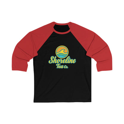 Shoreline Tea Co. Baseball Tee — Retro Beach Logo 3/4 Sleeve Raglan