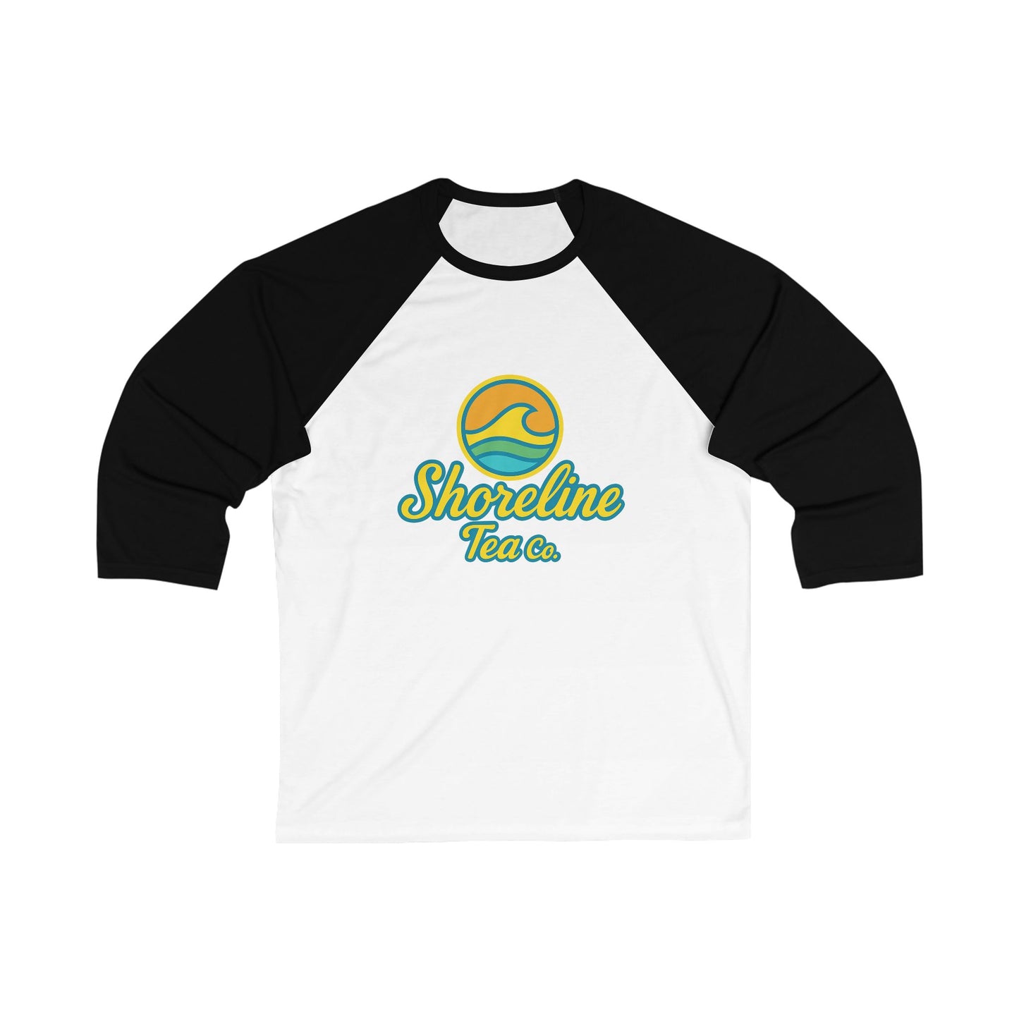 Shoreline Tea Co. Baseball Tee — Retro Beach Logo 3/4 Sleeve Raglan