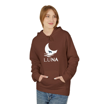 LUNA Moonlit Fleece Hoodie, Cozy Unisex Hoodie, Casual Sweatshirt, Winter Gift, Celestial Clothing, Night Sky Apparel