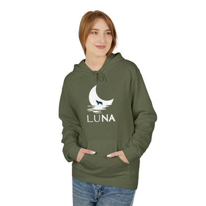 LUNA Moonlit Fleece Hoodie, Cozy Unisex Hoodie, Casual Sweatshirt, Winter Gift, Celestial Clothing, Night Sky Apparel