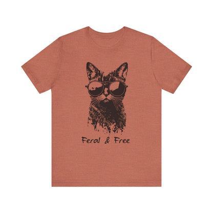 Feral and Free Funny Cat T-shirt Unisex Jersey Short Sleeve Tee