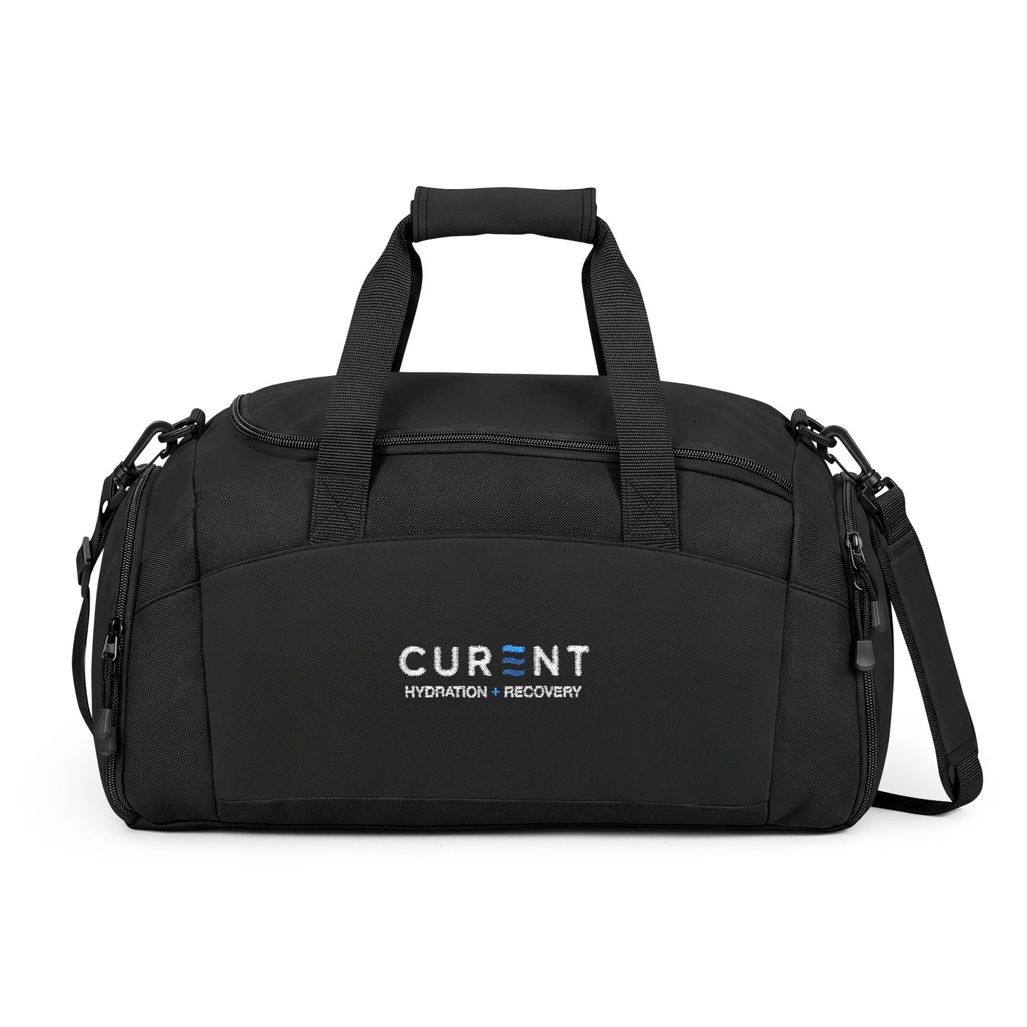 Current Motivational Gym Bag — Durable Black Duffel for Workout & Travel