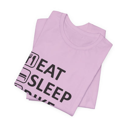 Eat Sleep Bike Repeat - Unisex Jersey Tee, Funny Cycling Shirt, Gift for Cyclists, Casual Wear, Bike Lover's Tee, Sports Enthusiast Top
