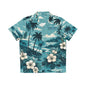 CURENT Men's Hawaiian Shirt - Teal Beach Floral Aloha Button-Up