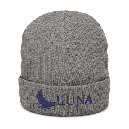 LUNA Ribbed Knit Beanie, Embroidered