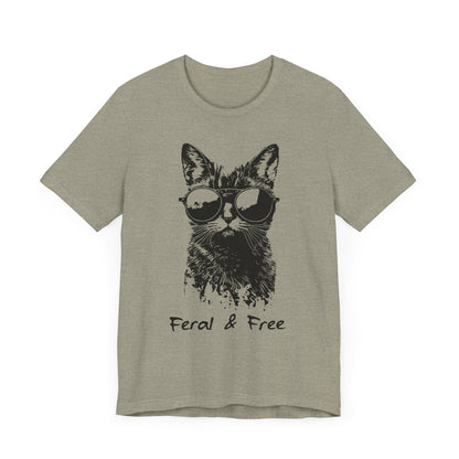 Feral and Free Funny Cat T-shirt Unisex Jersey Short Sleeve Tee