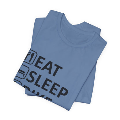 Eat Sleep Bike Repeat - Unisex Jersey Tee, Funny Cycling Shirt, Gift for Cyclists, Casual Wear, Bike Lover's Tee, Sports Enthusiast Top
