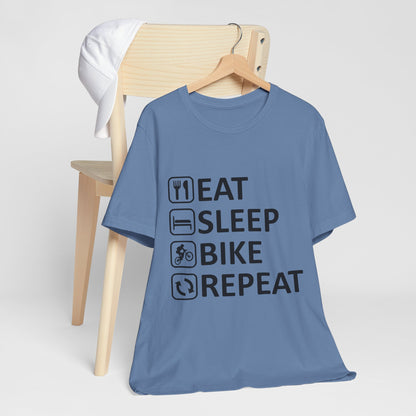 Eat Sleep Bike Repeat - Unisex Jersey Tee, Funny Cycling Shirt, Gift for Cyclists, Casual Wear, Bike Lover's Tee, Sports Enthusiast Top