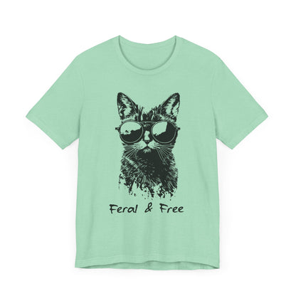 Feral and Free Funny Cat T-shirt Unisex Jersey Short Sleeve Tee