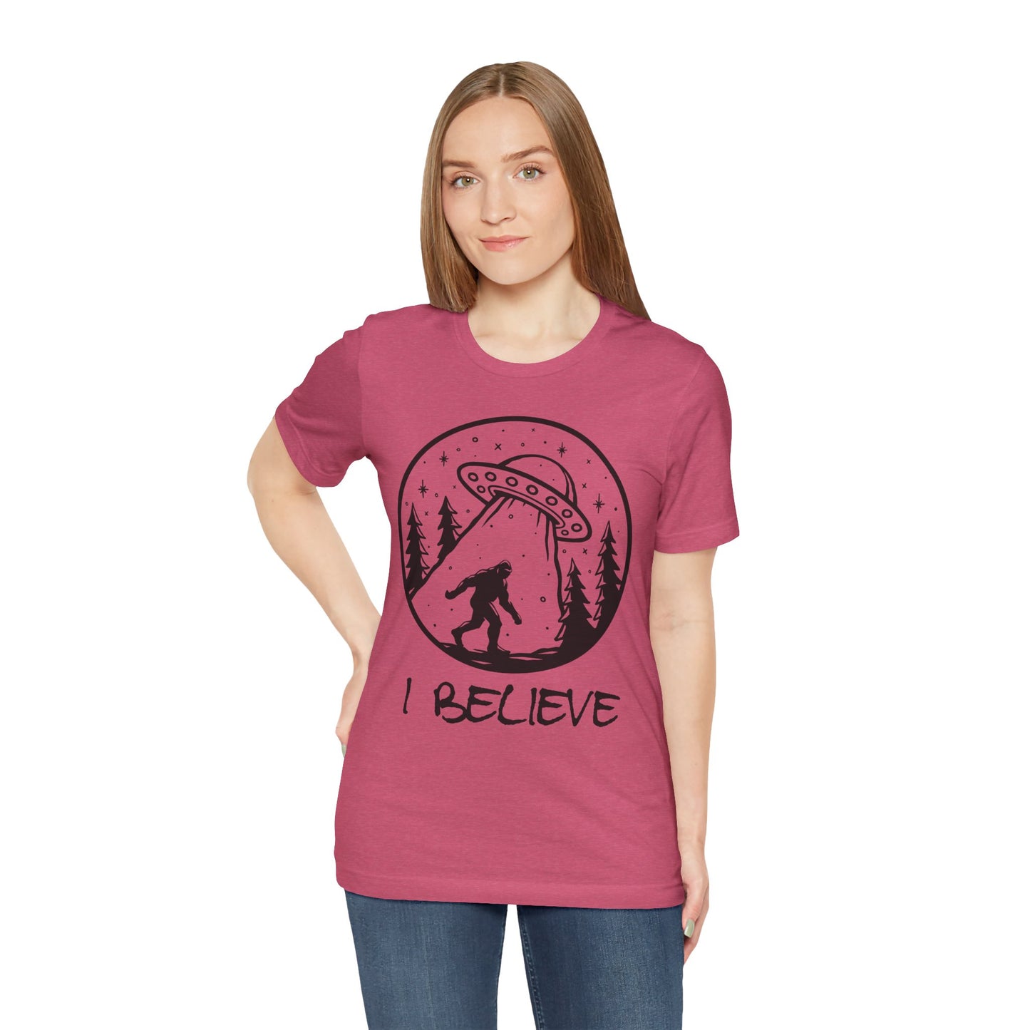 I Believe UFO and Big Foot Unisex Jersey Tee