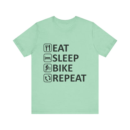 Eat Sleep Bike Repeat - Unisex Jersey Tee, Funny Cycling Shirt, Gift for Cyclists, Casual Wear, Bike Lover's Tee, Sports Enthusiast Top