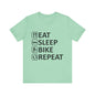 Eat Sleep Bike Repeat - Unisex Jersey Tee, Funny Cycling Shirt, Gift for Cyclists, Casual Wear, Bike Lover's Tee, Sports Enthusiast Top