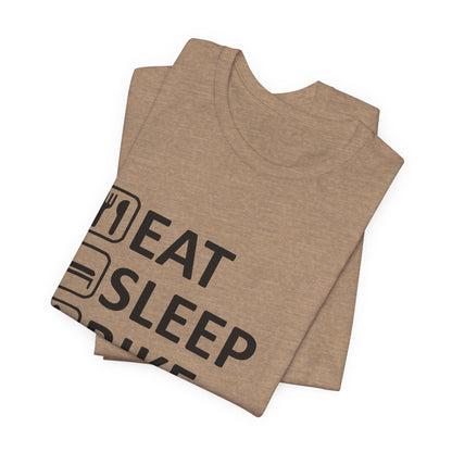 Eat Sleep Bike Repeat - Unisex Jersey Tee, Funny Cycling Shirt, Gift for Cyclists, Casual Wear, Bike Lover's Tee, Sports Enthusiast Top