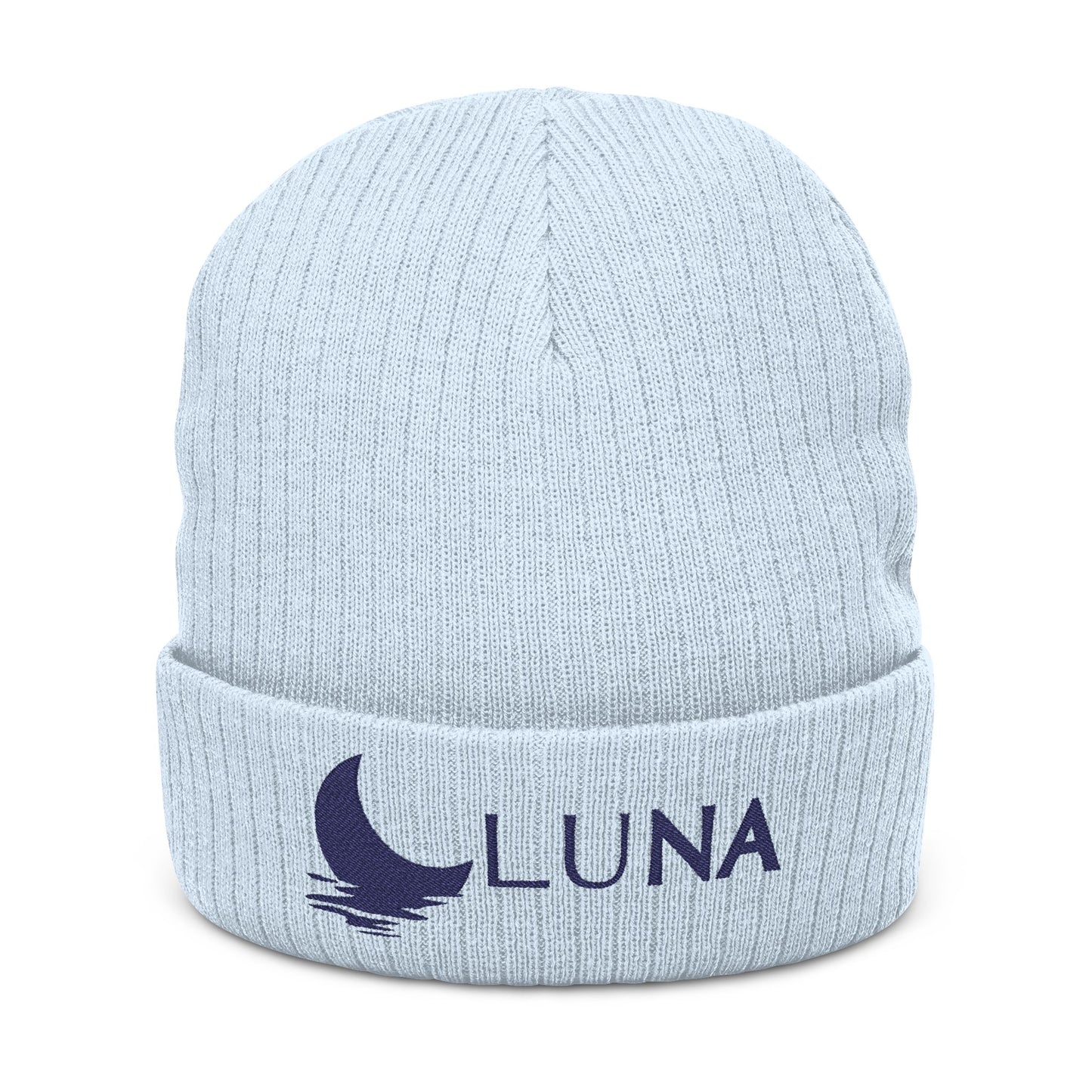 LUNA Ribbed Knit Beanie, Embroidered