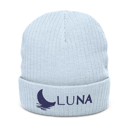 LUNA Ribbed Knit Beanie, Embroidered