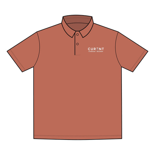 Men's Recharge Jersey Polo — 'Current' Logo Performance Work Shirt