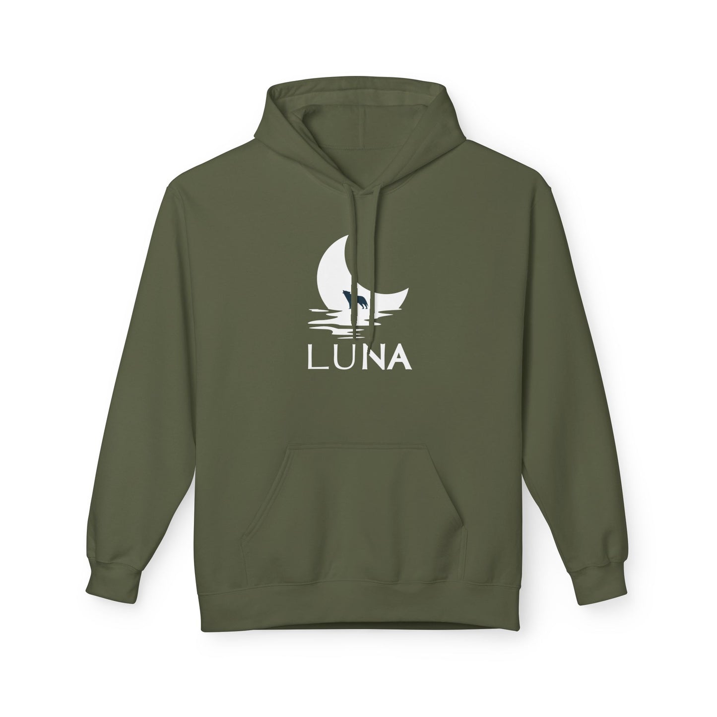 LUNA Moonlit Fleece Hoodie, Cozy Unisex Hoodie, Casual Sweatshirt, Winter Gift, Celestial Clothing, Night Sky Apparel