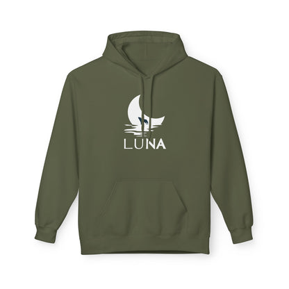 LUNA Moonlit Fleece Hoodie, Cozy Unisex Hoodie, Casual Sweatshirt, Winter Gift, Celestial Clothing, Night Sky Apparel