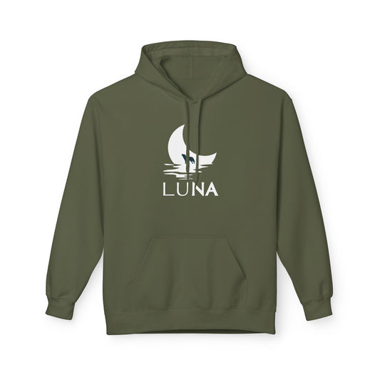 LUNA Moonlit Fleece Hoodie, Cozy Unisex Hoodie, Casual Sweatshirt, Winter Gift, Celestial Clothing, Night Sky Apparel