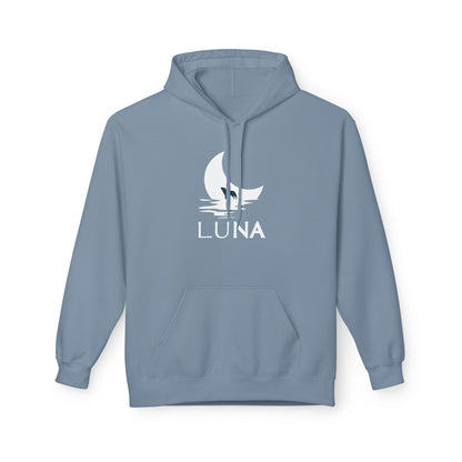 LUNA Moonlit Fleece Hoodie, Cozy Unisex Hoodie, Casual Sweatshirt, Winter Gift, Celestial Clothing, Night Sky Apparel