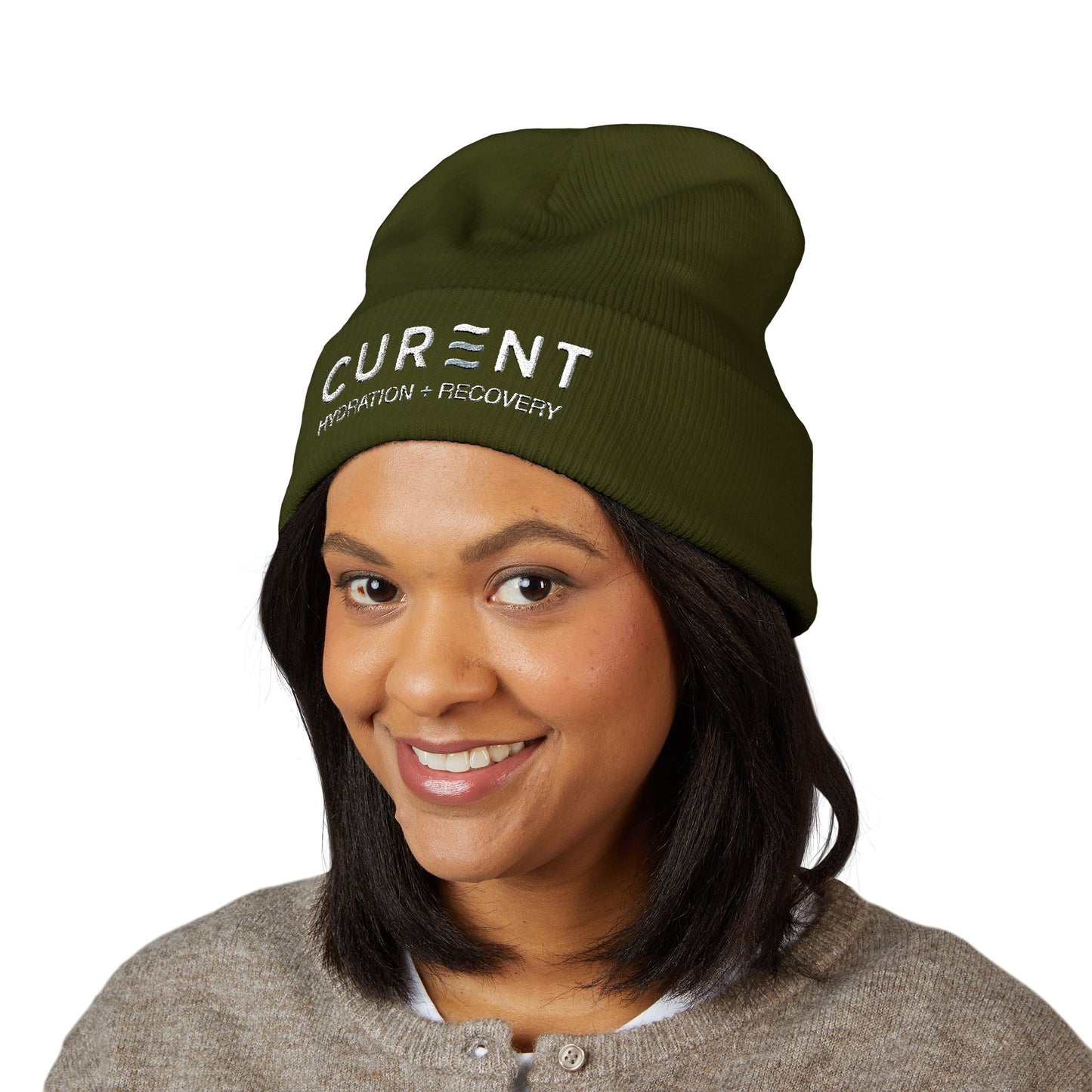 CURENT Embroidered Cuffed Beanie — Knit Hat