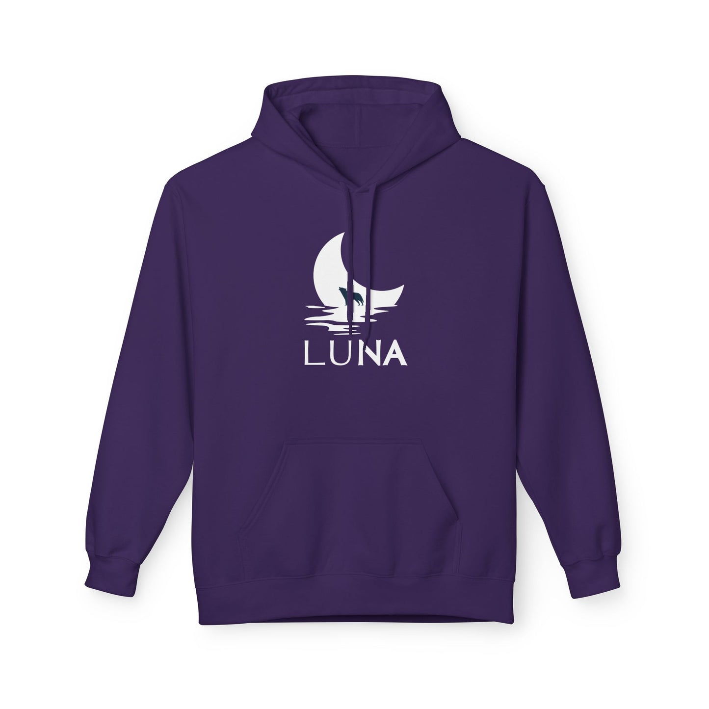 LUNA Moonlit Fleece Hoodie, Cozy Unisex Hoodie, Casual Sweatshirt, Winter Gift, Celestial Clothing, Night Sky Apparel