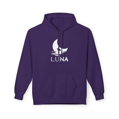 LUNA Moonlit Fleece Hoodie, Cozy Unisex Hoodie, Casual Sweatshirt, Winter Gift, Celestial Clothing, Night Sky Apparel