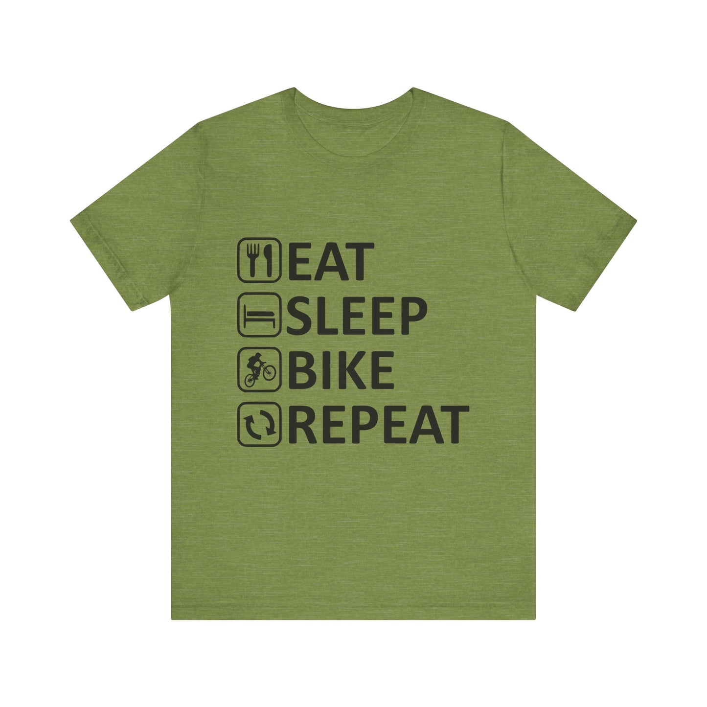 Eat Sleep Bike Repeat - Unisex Jersey Tee, Funny Cycling Shirt, Gift for Cyclists, Casual Wear, Bike Lover's Tee, Sports Enthusiast Top