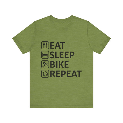 Eat Sleep Bike Repeat - Unisex Jersey Tee, Funny Cycling Shirt, Gift for Cyclists, Casual Wear, Bike Lover's Tee, Sports Enthusiast Top