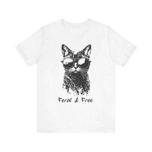 Feral and Free Funny Cat T-shirt Unisex Jersey Short Sleeve Tee