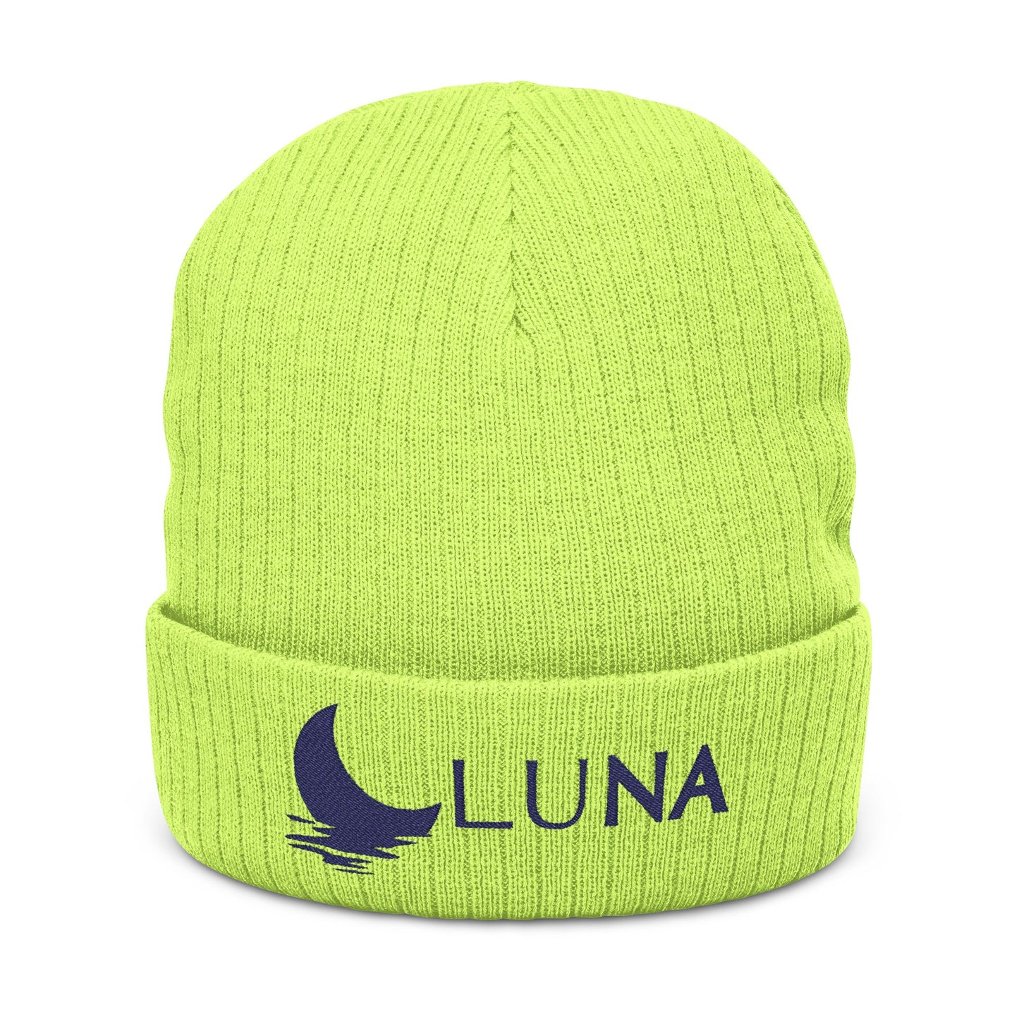 LUNA Ribbed Knit Beanie, Embroidered
