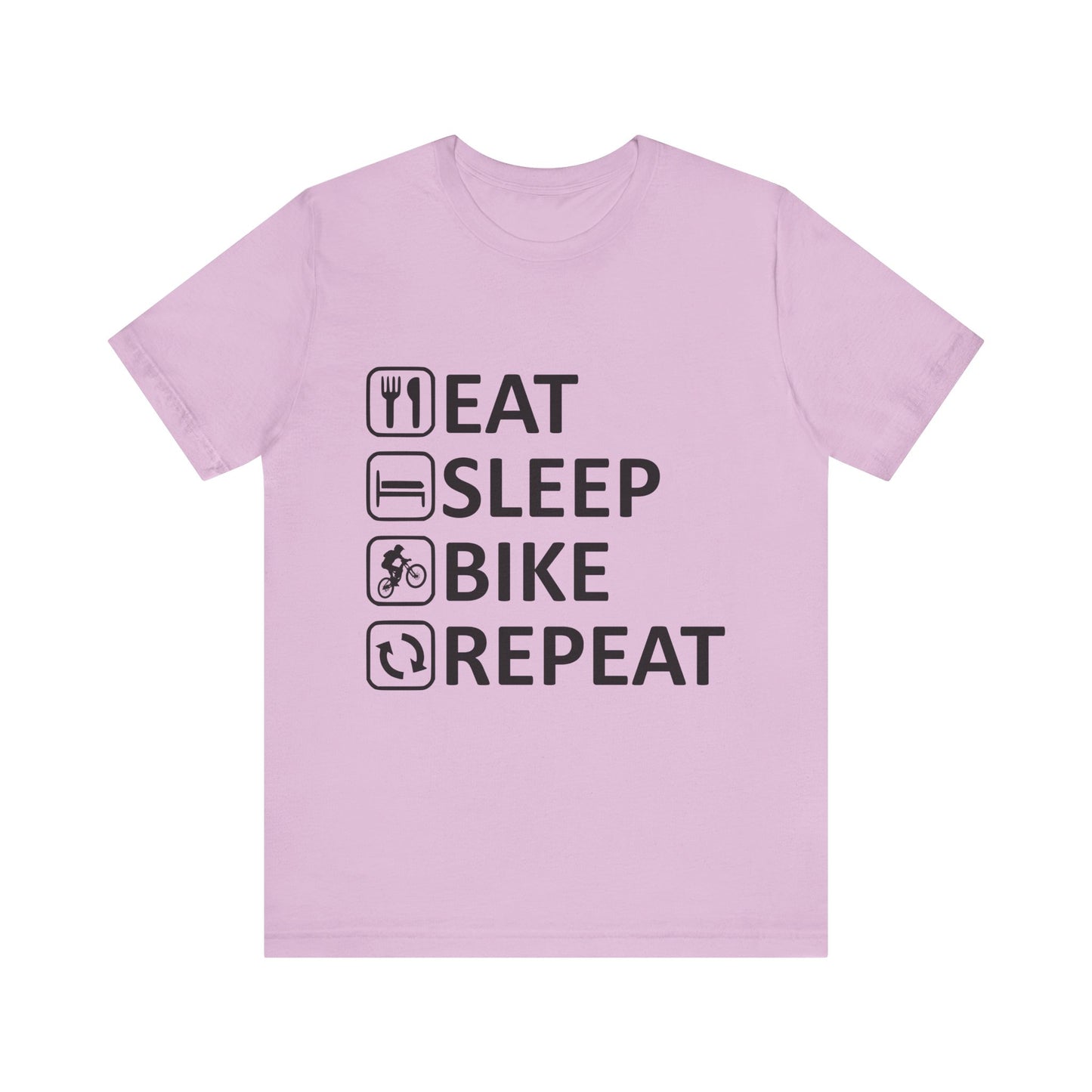 Eat Sleep Bike Repeat - Unisex Jersey Tee, Funny Cycling Shirt, Gift for Cyclists, Casual Wear, Bike Lover's Tee, Sports Enthusiast Top