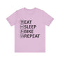 Eat Sleep Bike Repeat - Unisex Jersey Tee, Funny Cycling Shirt, Gift for Cyclists, Casual Wear, Bike Lover's Tee, Sports Enthusiast Top