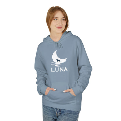 LUNA Moonlit Fleece Hoodie, Cozy Unisex Hoodie, Casual Sweatshirt, Winter Gift, Celestial Clothing, Night Sky Apparel