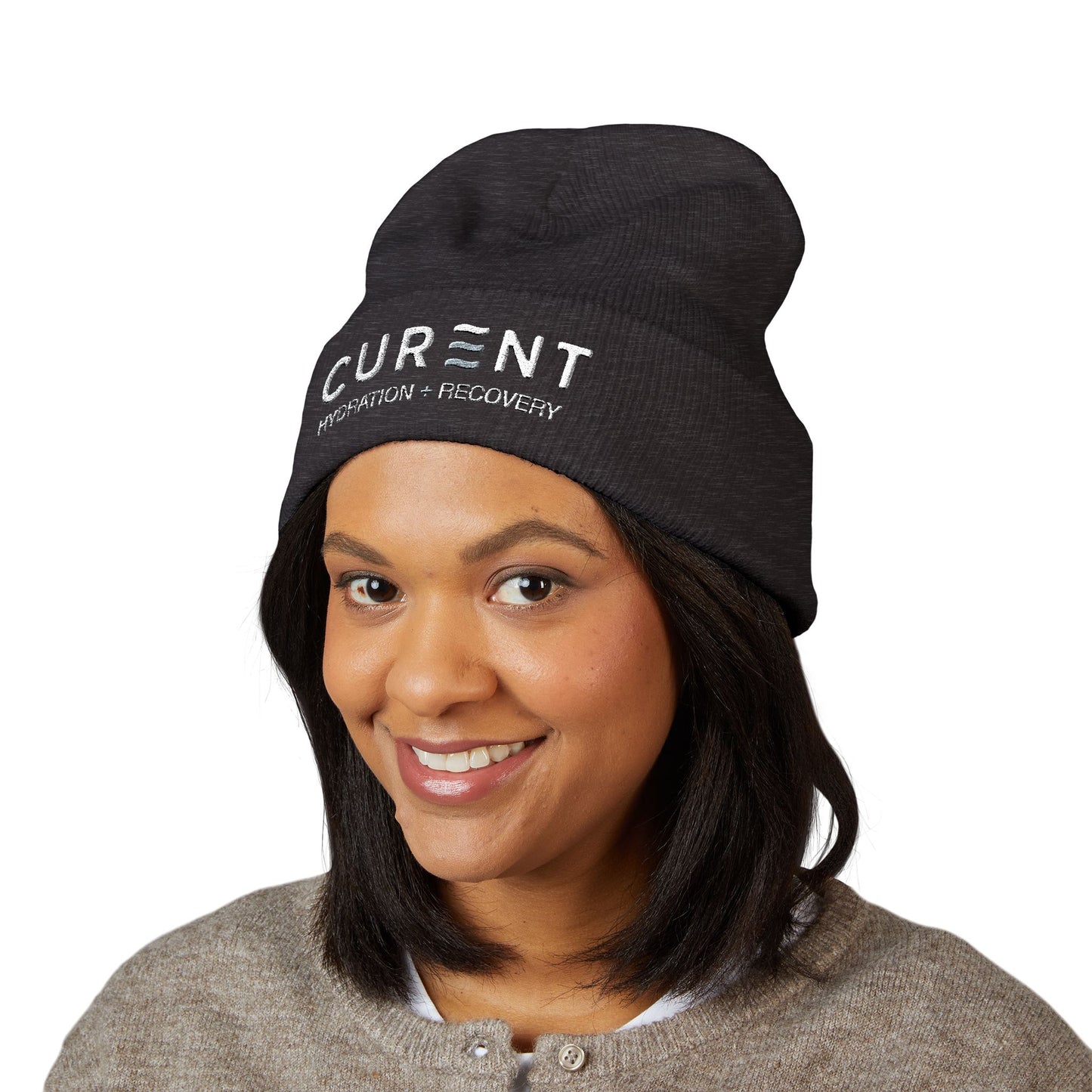 CURENT Embroidered Cuffed Beanie — Knit Hat