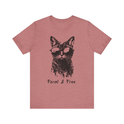 Feral and Free Funny Cat T-shirt Unisex Jersey Short Sleeve Tee