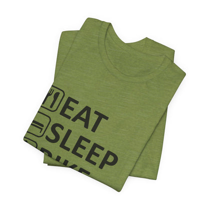 Eat Sleep Bike Repeat - Unisex Jersey Tee, Funny Cycling Shirt, Gift for Cyclists, Casual Wear, Bike Lover's Tee, Sports Enthusiast Top