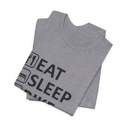 Eat Sleep Bike Repeat - Unisex Jersey Tee, Funny Cycling Shirt, Gift for Cyclists, Casual Wear, Bike Lover's Tee, Sports Enthusiast Top