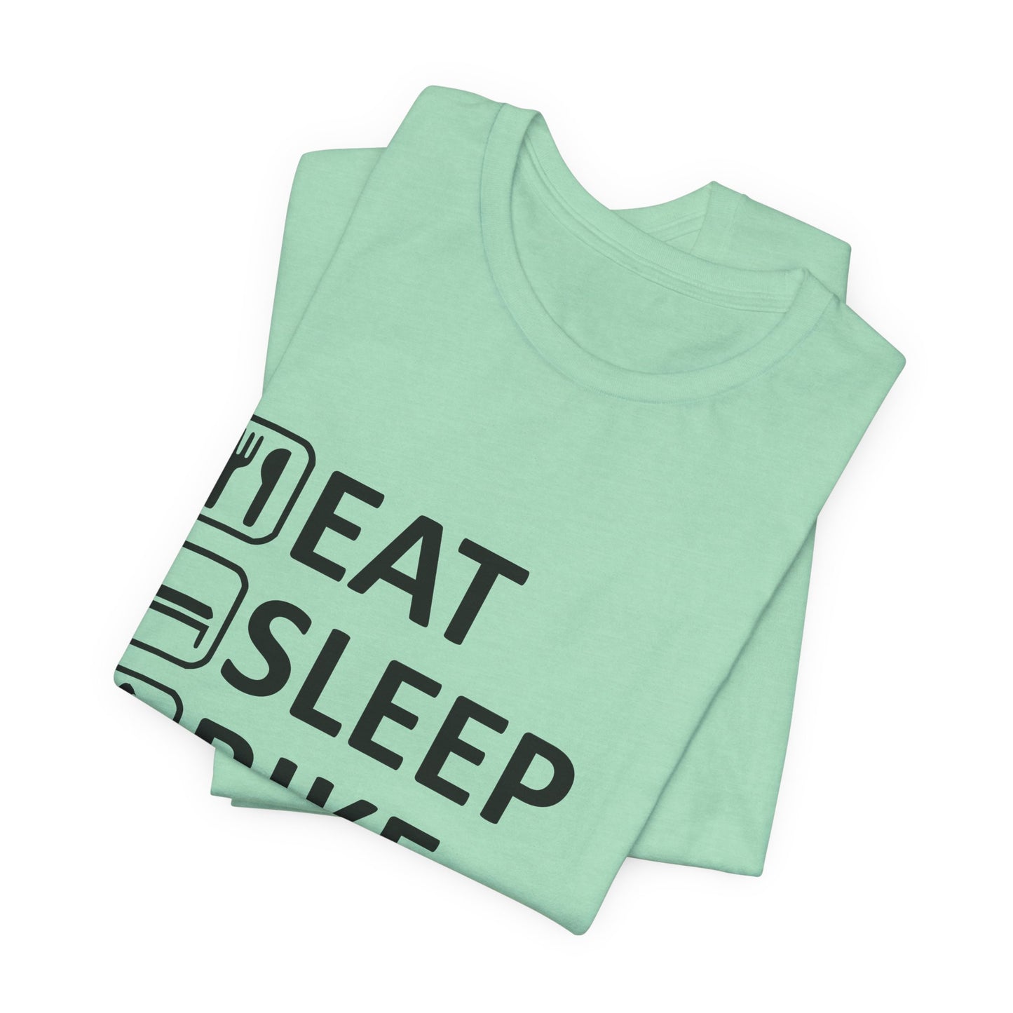Eat Sleep Bike Repeat - Unisex Jersey Tee, Funny Cycling Shirt, Gift for Cyclists, Casual Wear, Bike Lover's Tee, Sports Enthusiast Top