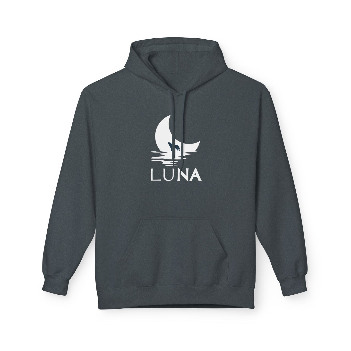 LUNA Moonlit Fleece Hoodie, Cozy Unisex Hoodie, Casual Sweatshirt, Winter Gift, Celestial Clothing, Night Sky Apparel