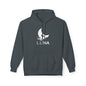LUNA Moonlit Fleece Hoodie, Cozy Unisex Hoodie, Casual Sweatshirt, Winter Gift, Celestial Clothing, Night Sky Apparel